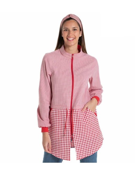 BATA MAESTRA VICHY ROJO. Estolas, batas y pichis de maestra