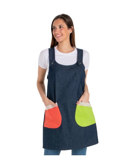 VESTITO MAESTRA JEANS A CONTRASTO. Grembiule e vestito da insegnante