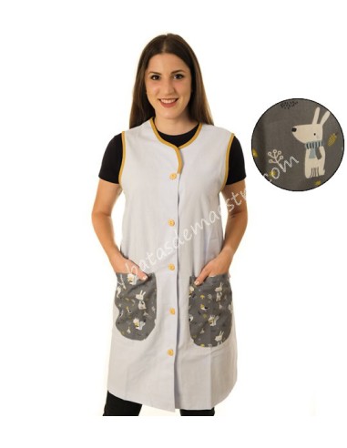 BATA SIN MANGAS ARDILLAS. Estolas batas y pichis para maestra