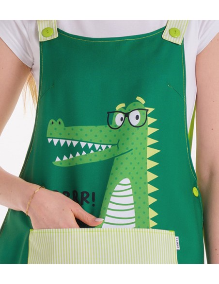 GREMBIULE PER INSEGNANTI CON DIVERTENTE COCCODRILLO CON GLI OCCHIALI