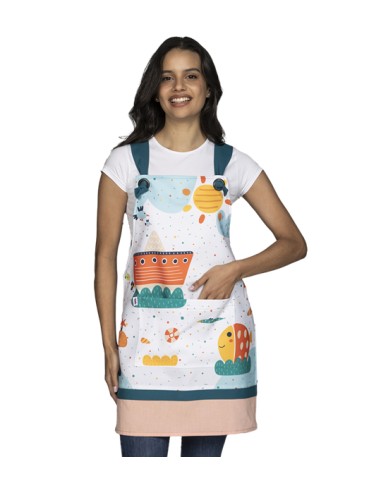 ESTOLA MAESTRA BARCO. DIVERTIDO ESPAMPADO DE FONDO MARINO