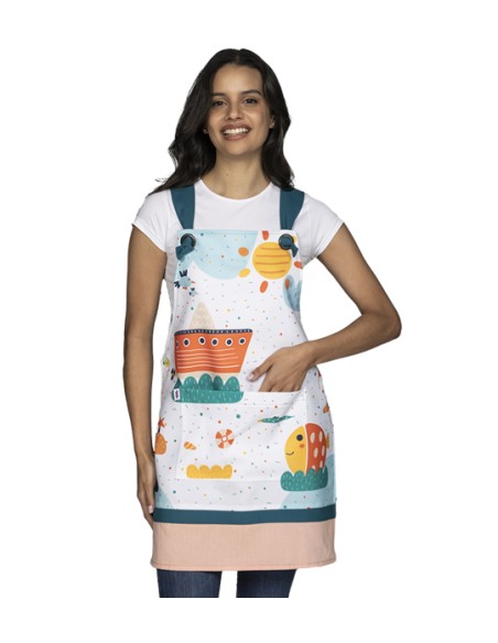 ESTOLA MAESTRA BARCO. DIVERTIDO ESPAMPADO DE FONDO MARINO