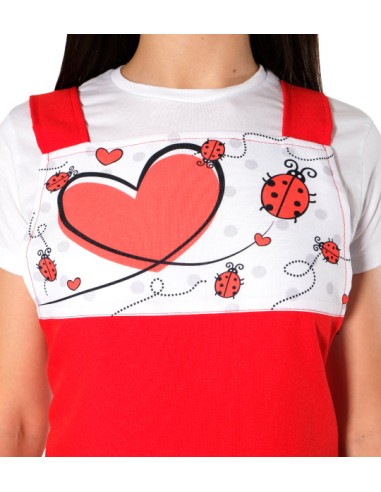 GREMBIULE PER INSEGNANTI CON COCCINELLE E CUORI, COLORATO E DIVERTENTE