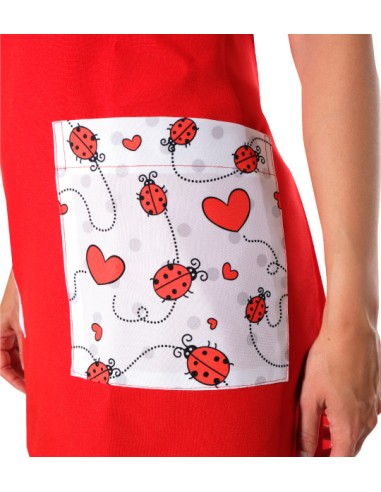 GREMBIULE PER INSEGNANTI CON COCCINELLE E CUORI, COLORATO E DIVERTENTE