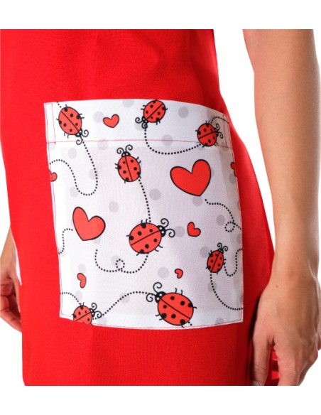 GREMBIULE PER INSEGNANTI CON COCCINELLE E CUORI, COLORATO E DIVERTENTE