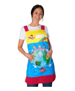 GREMBIULE PER INSEGNANTI CHE VIAGGIANO BAMBINI IN GIRO PER IL MONDO.