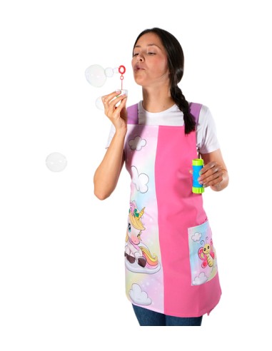 GREMBIULE PER INSEGNANTI ROSA PASTELLO CON DIVERTENTE UNICORNO