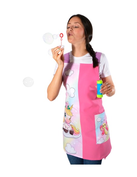 GREMBIULE PER INSEGNANTI ROSA PASTELLO CON DIVERTENTE UNICORNO