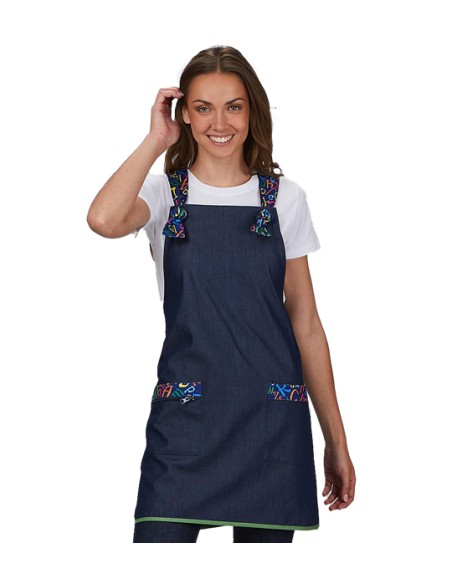 ESTOLA DE MAESTRA DENIM DE COLOR MARINO TEJIDO FRESCO PARA USO DIARIO