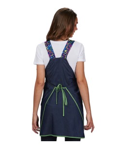GREMBIULE MAESTRA IN DENIM BLU NAVY TESSUTO PER USO QUOTIDIANO 2