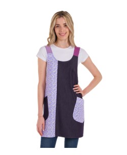 Grembiule FIORI INCROCIATI SULLA SCHIENA. Grembiule con tessuto denim elastico.