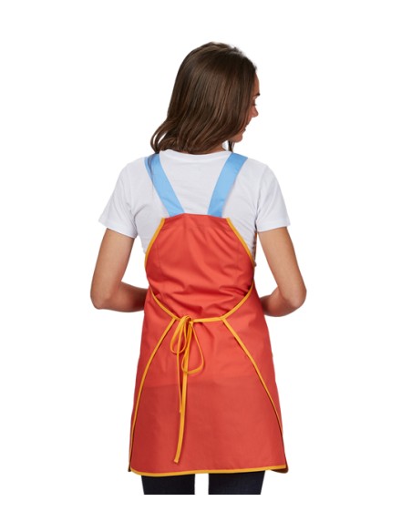 GREMBIULE ARANCIONE CORALLO CON TASCHE A FORMA DI ANIMALI DELLO ZOO