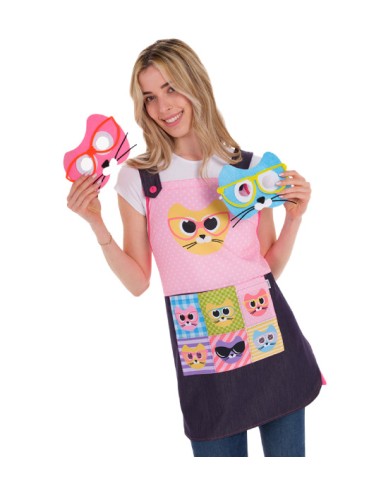 ESTOLA MAESTRA GATITOS 3D. Vestuario divertido y colorido para maestra