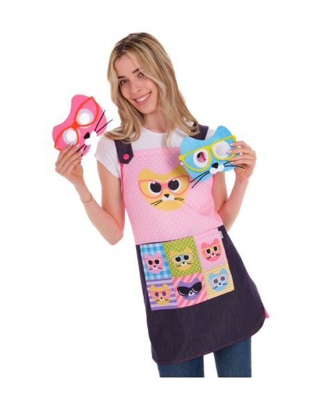 GREMBIULE PER INSEGNANTI CON FIORI COLORATI E COCCINELLE.