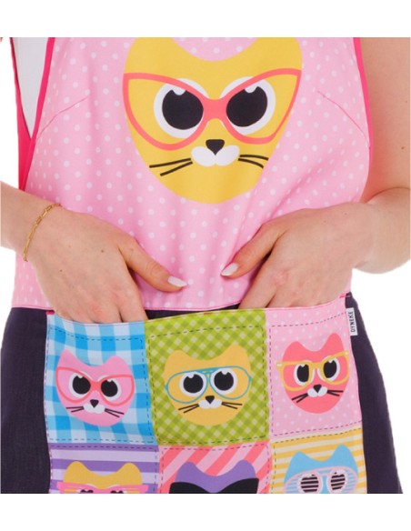 GREMBIULE PER INSEGNANTI CON FIORI COLORATI E COCCINELLE.