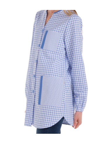 CAMICE MANICHE LUNGA AZZURRO. Camice, grembiule e vestito da insesgnante