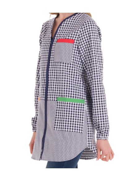 GREMBIULE MAESTRA M.L. QUADRI CERNIERA BLU SCURO