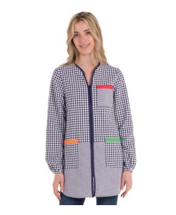 GREMBIULE MAESTRA M.L. QUADRI CERNIERA BLU SCURO