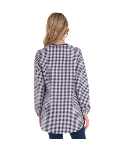 GREMBIULE MAESTRA M.L. QUADRI CERNIERA BLU SCURO