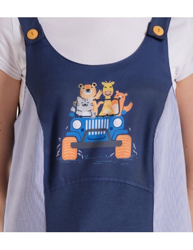 VESTITO INSEGNANTE CON STAMPA DIVERTENTE JEEP ANIMALI