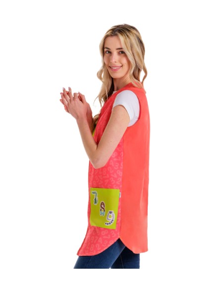 BATA SIN MANGAS DE MAESTRA NUMEROS CON DIVERTIDAS SILUETAS ANIMALES