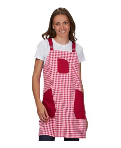 VESTITO MAESTRA VICHY FUCSIA CON TASCHE MORATO A CONTRASTO