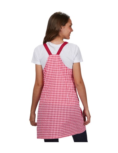 VESTITO MAESTRA VICHY FUCSIA CON TASCHE MORATO A CONTRASTO