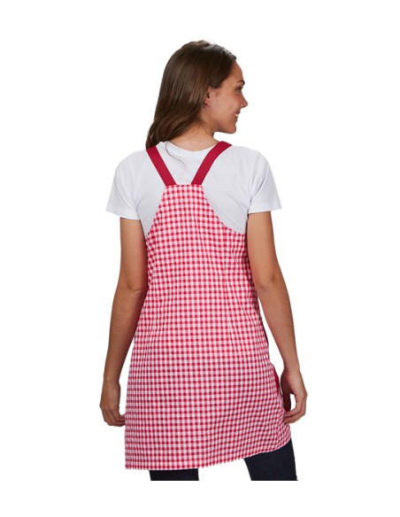 VESTITO MAESTRA VICHY FUCSIA CON TASCHE MORATO A CONTRASTO