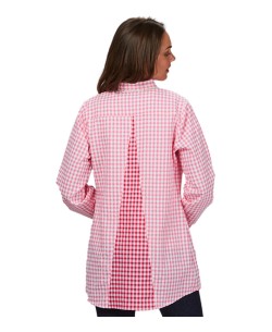 CAMICE DA INSEGNANTE A MANICHE LUNGHE IN TESSUTO A QUADRETTI ROSA 2