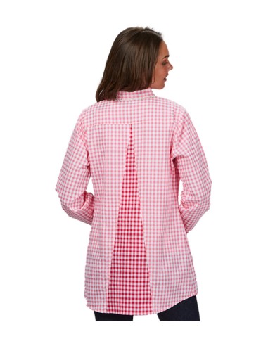 CAMICE DA INSEGNANTE A MANICHE LUNGHE IN TESSUTO A QUADRETTI ROSA