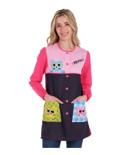 BATA MAESTRA GATITOS. Batas alegres y divertidas para maestras