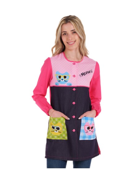 BATA MAESTRA GATITOS. Batas alegres y divertidas para maestras