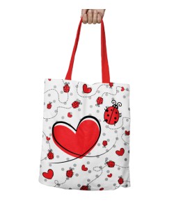 Borsa a forma di cuore con coccinella. Accessori per insegnanti.