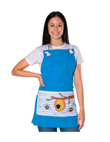 ESTOLA MAESTRA ABEJITAS AZUL. Colorida estola con divertido estampado