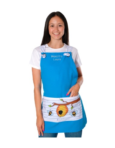 GREMBIULE MAESTRA API BLU. Grembiule divertente e colorato