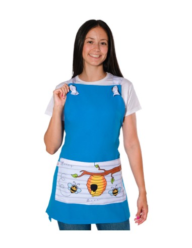 GREMBIULE MAESTRA API BLU. Grembiule divertente e colorato