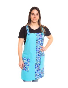 GREMBIULE MAESTRA FIORI TURCHESE