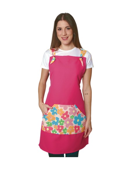 GREMBIULE FIORI DI COLORI FUXIA