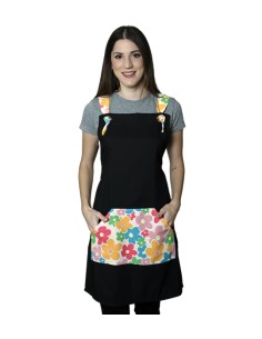 ESTOLA FLORES DE COLORES NEGRO