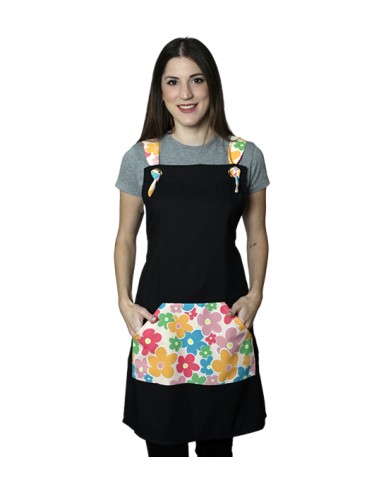 GREMBIULE FIORI DI COLORI NERA