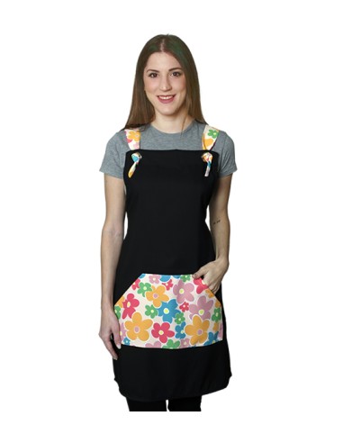 ESTOLA FLORES DE COLORES NEGRO