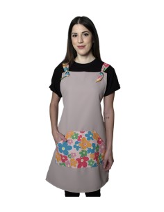 GREMBIULE FIORI DI COLORI BEIGE