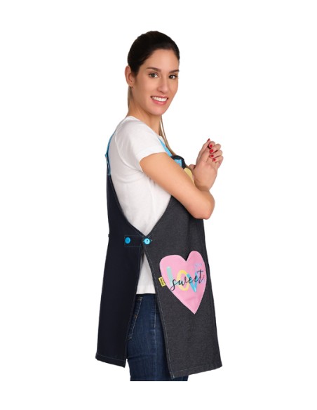 ESTOLA MAESTRA LOVE ESTILO DENIM. Batas y pichis para maestra