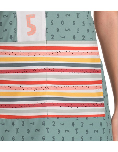 GREMBIULE MAESTRA STRISCE E NUMERI. Grembiuli e camici da insegnante