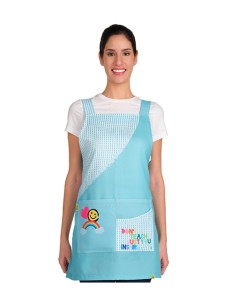 ESTOLA MAESTRA AZUL PASTEL SMILE. Delantales y pichis para maestra