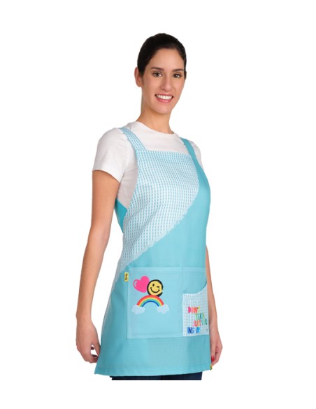 ESTOLA MAESTRA AZUL PASTEL SMILE. Delantales y pichis para maestra