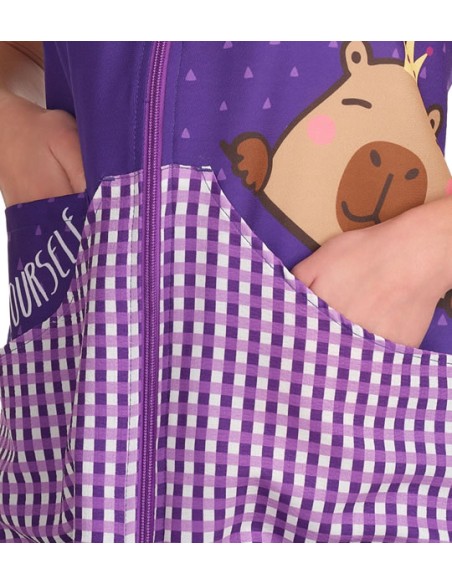 ESTOLA MAESTRA PRINCESA CAPIBARA LILA. Batas y pichis para maestra