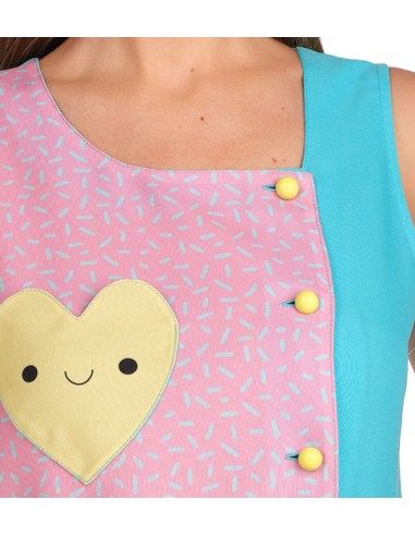 PICHI MAESTRA CORAZONES CON BOTONES AMARILLOS