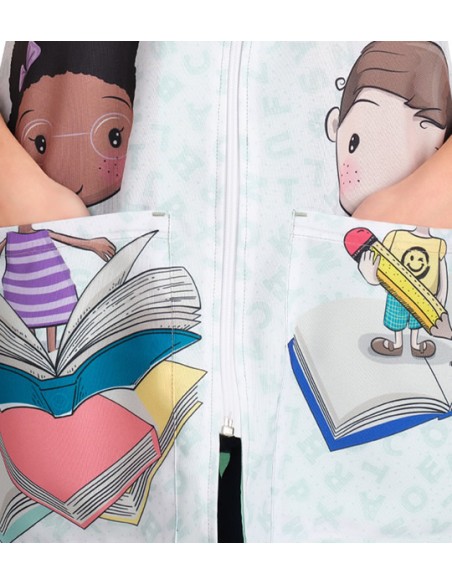 PICHI MAESTRA NIÑOS Y LIBROS. Batas y pichis para maestra