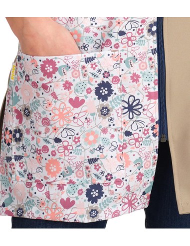 PICHI ESTAMPADO BEIGE FLORES. Batas y pichis para maestra